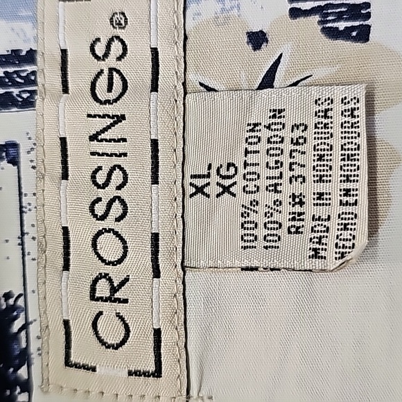 CROSSINGS, men's XL casual button-down shirt. Tropical print. EXCELLENT. - Picture 8 of 10